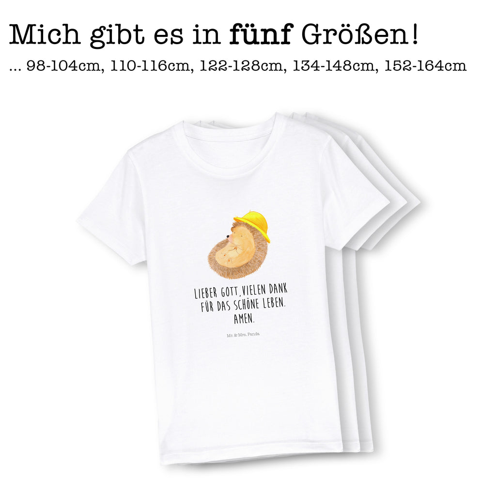 5-6 Jahre Kinder T-Shirt Igel betet Tiermotive, Gute Laune, lustige Sprüche, Tiere, Igel, Igel mit Hut, Sonnenhut, Gott, Amen, beten, Leben, Dankbarkeit, Dankbar sein, dankbar, genießen