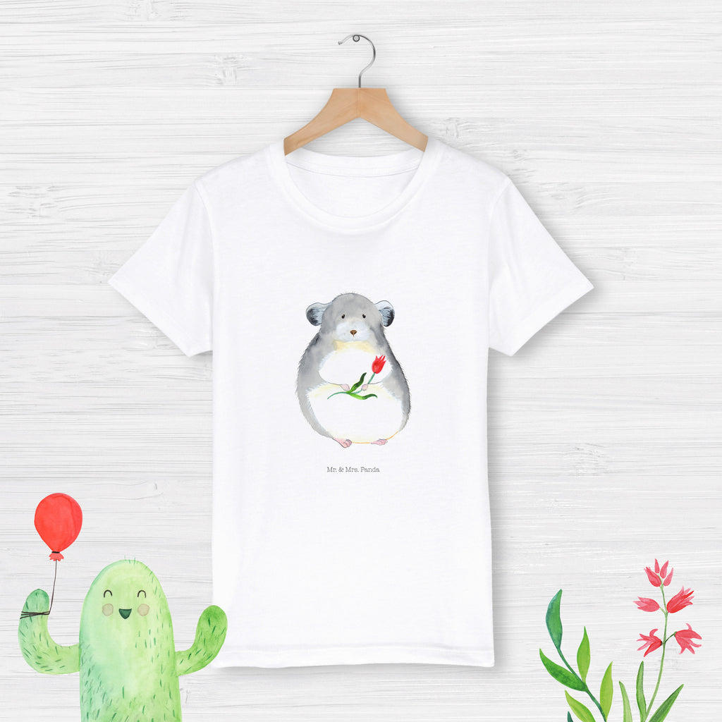 5-6 Jahre Kinder T-Shirt Chinchilla mit Blume Tiermotive, Gute Laune, lustige Sprüche, Tiere, Chinchilla, Chinchillas, Liebeskummer, Kummer, Depressionen, traurig sein, Chaos, Glücklichsein, Büro, Büroalltag