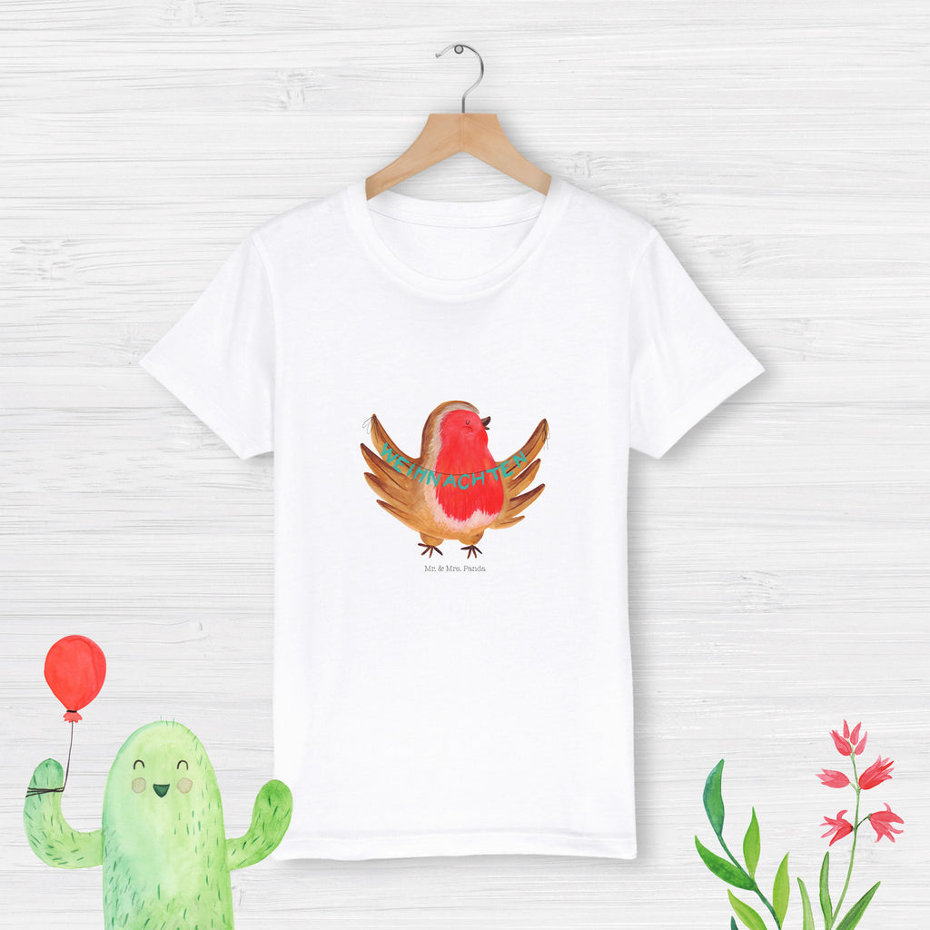 7-8 Jahre Kinder T-Shirt Rotkehlchen Weihnachten Winter, Weihnachten, Weihnachtsdeko, Nikolaus, Advent, Heiligabend, Wintermotiv, Frohe Weihnachten, Weihnachtsmotiv, Weihnachtsgruß, Vogel, xmas