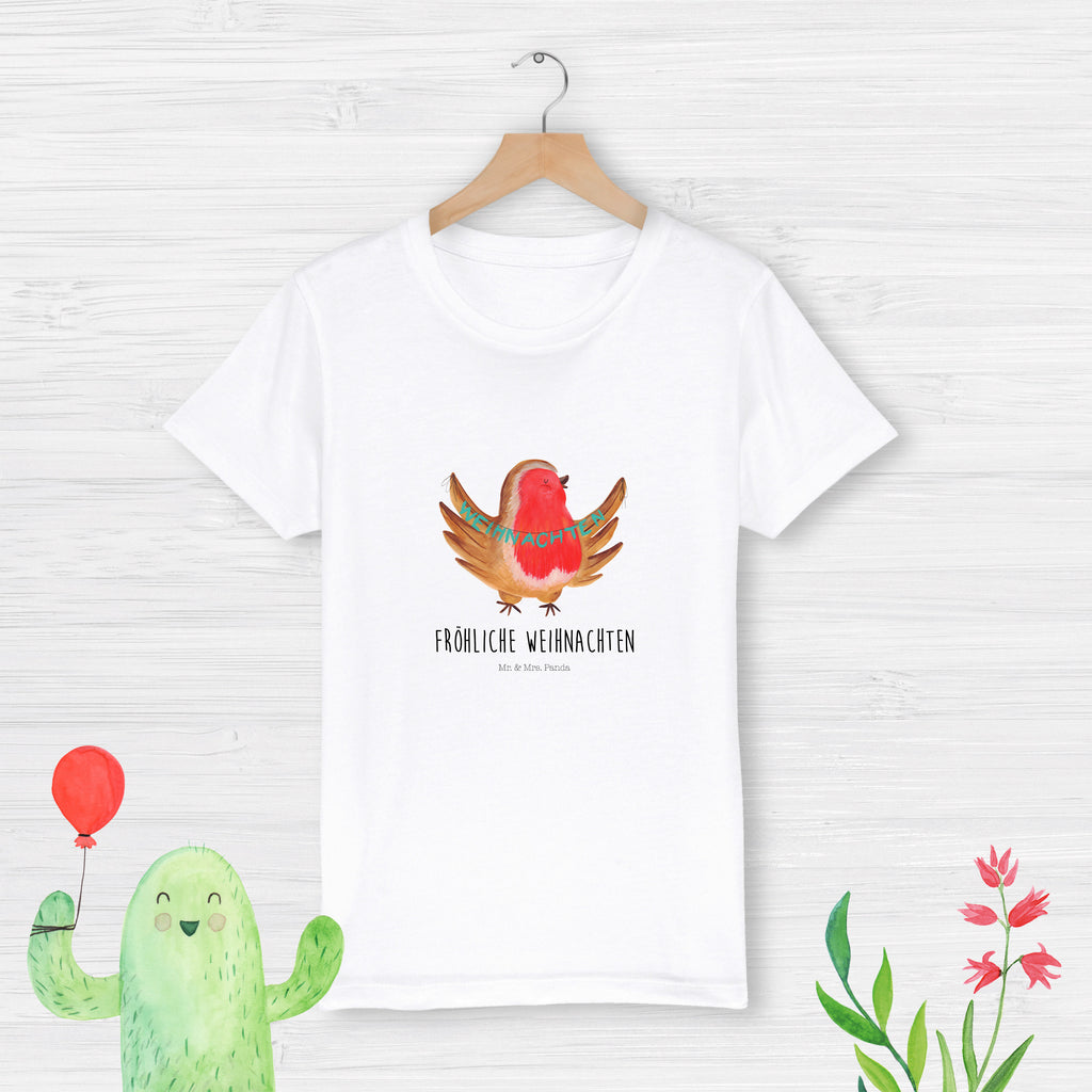 7-8 Jahre Kinder T-Shirt Rotkehlchen Weihnachten Winter, Weihnachten, Weihnachtsdeko, Nikolaus, Advent, Heiligabend, Wintermotiv, Frohe Weihnachten, Weihnachtsmotiv, Weihnachtsgruß, Vogel, xmas