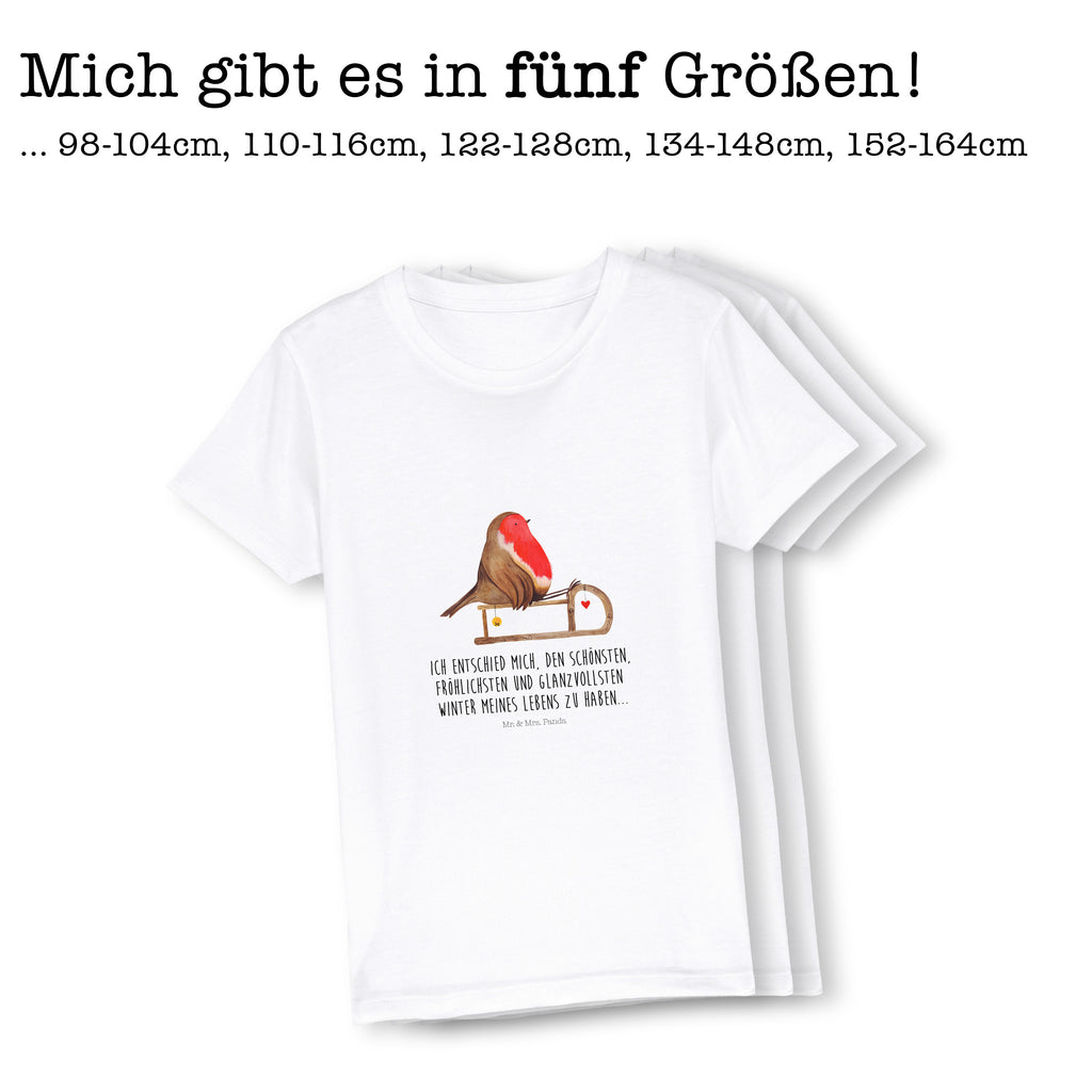 9-11 Jahre Kinder T-Shirt Rotkehlchen Schlitten Winter, Weihnachten, Weihnachtsdeko, Nikolaus, Advent, Heiligabend, Wintermotiv, Schlitten, Vogel