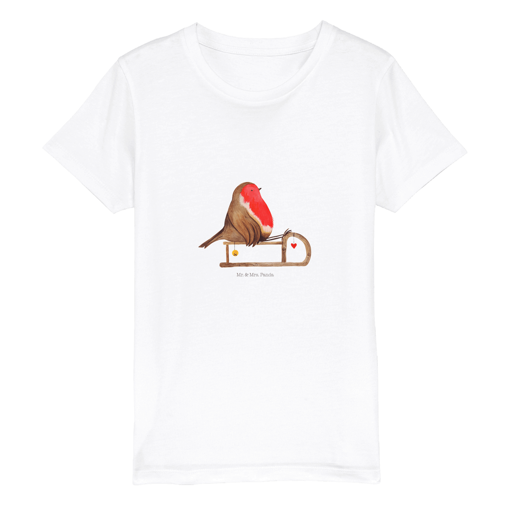 9-11 Jahre Kinder T-Shirt Rotkehlchen Schlitten Winter, Weihnachten, Weihnachtsdeko, Nikolaus, Advent, Heiligabend, Wintermotiv, Schlitten, Vogel
