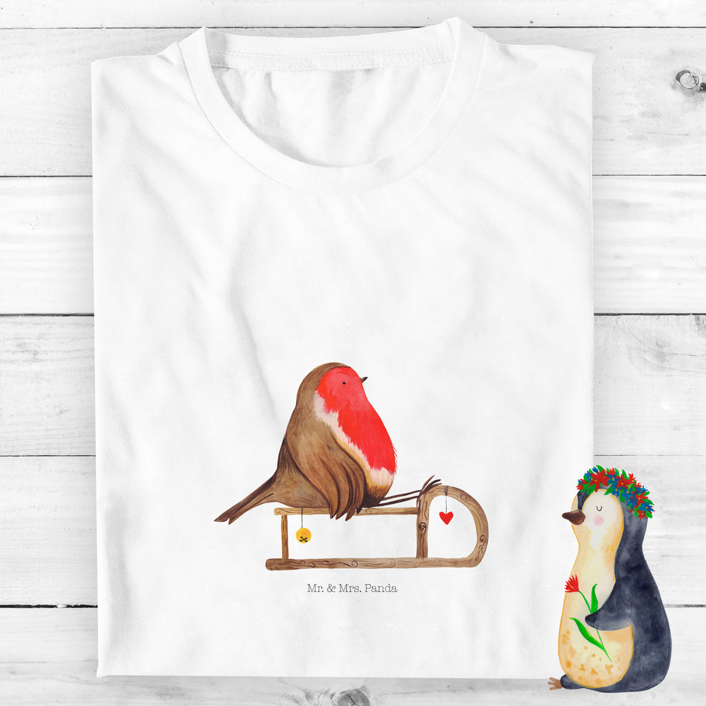 9-11 Jahre Kinder T-Shirt Rotkehlchen Schlitten Winter, Weihnachten, Weihnachtsdeko, Nikolaus, Advent, Heiligabend, Wintermotiv, Schlitten, Vogel