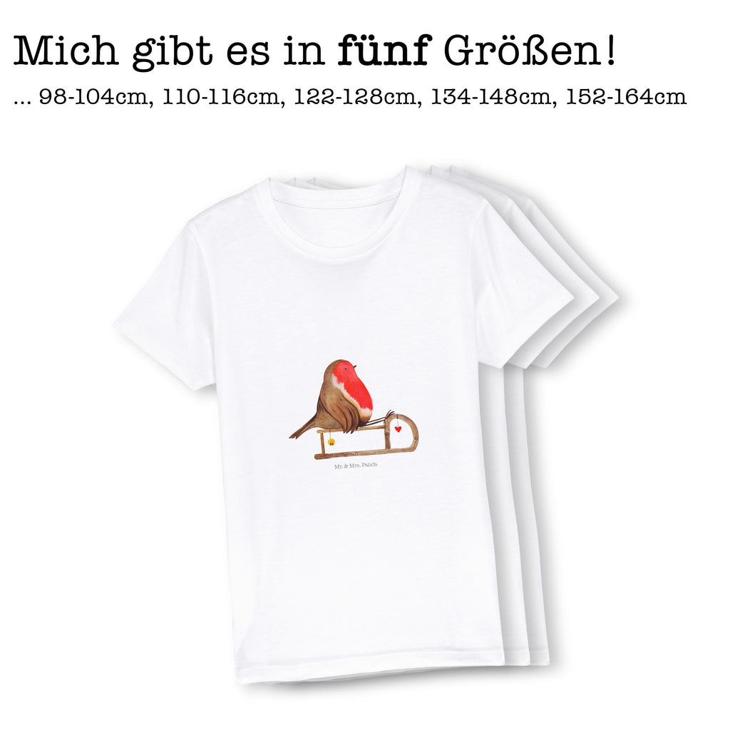 9-11 Jahre Kinder T-Shirt Rotkehlchen Schlitten Winter, Weihnachten, Weihnachtsdeko, Nikolaus, Advent, Heiligabend, Wintermotiv, Schlitten, Vogel
