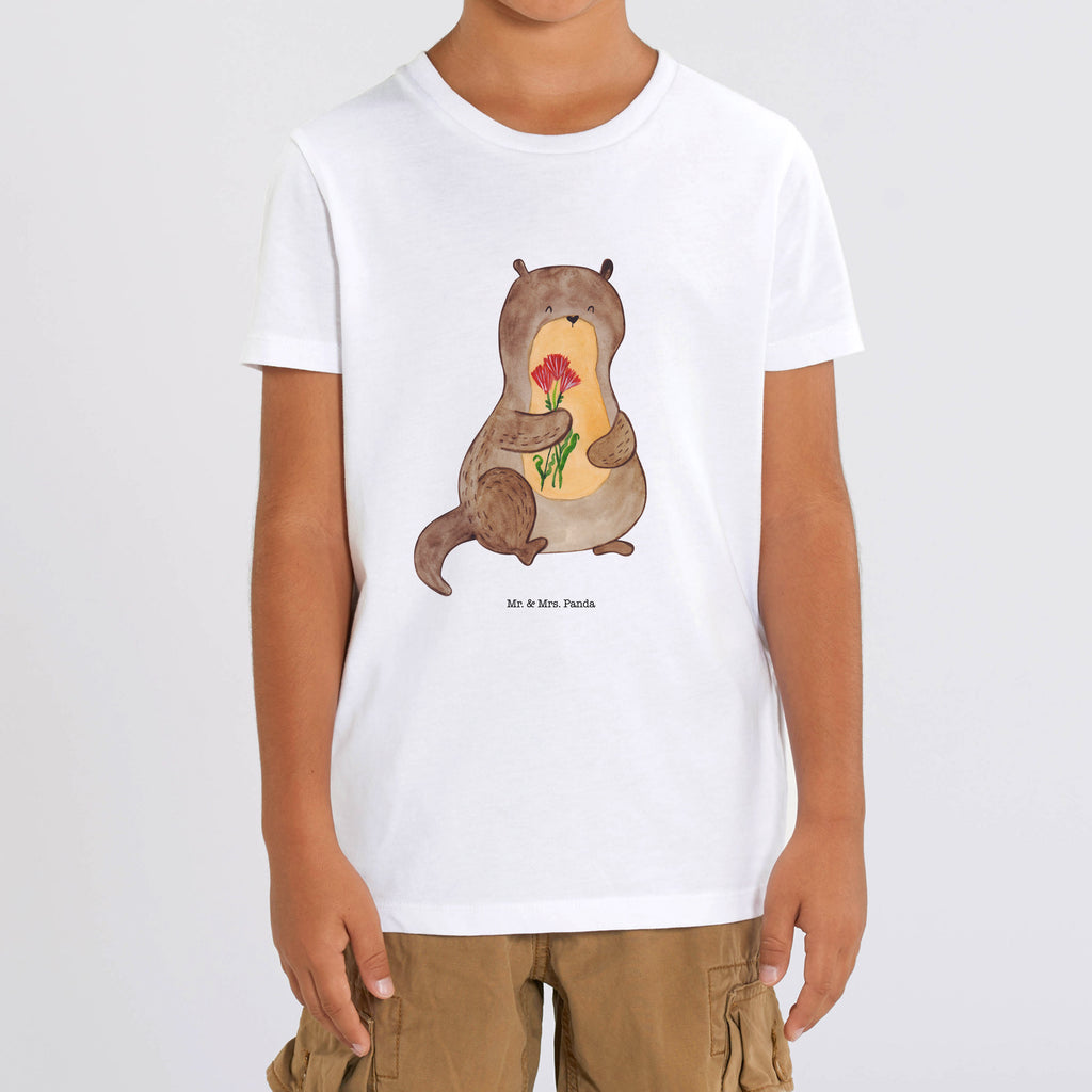 9-11 Jahre Kinder T-Shirt Otter Blumenstrauß Otter, Fischotter, Seeotter, Otter Seeotter See Otter