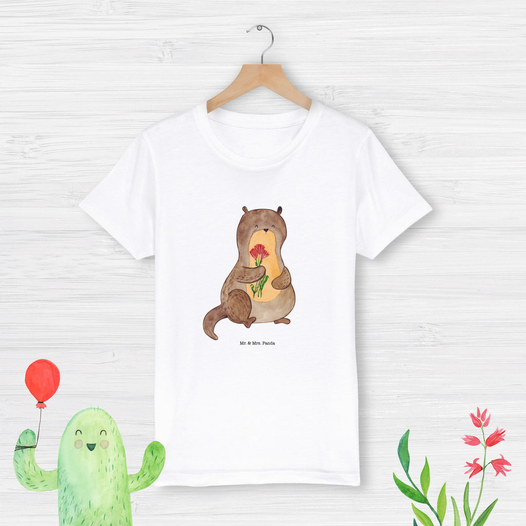 9-11 Jahre Kinder T-Shirt Otter Blumenstrauß Otter, Fischotter, Seeotter, Otter Seeotter See Otter