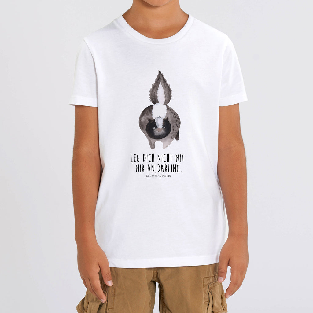 Organic Kinder T-Shirt Stinktier Angriff Kinder T-Shirt, Kinder T-Shirt Mädchen, Kinder T-Shirt Jungen, Stinktier, Skunk, Wildtier, Raubtier, Stinker, Stinki, wütend, Drohung
