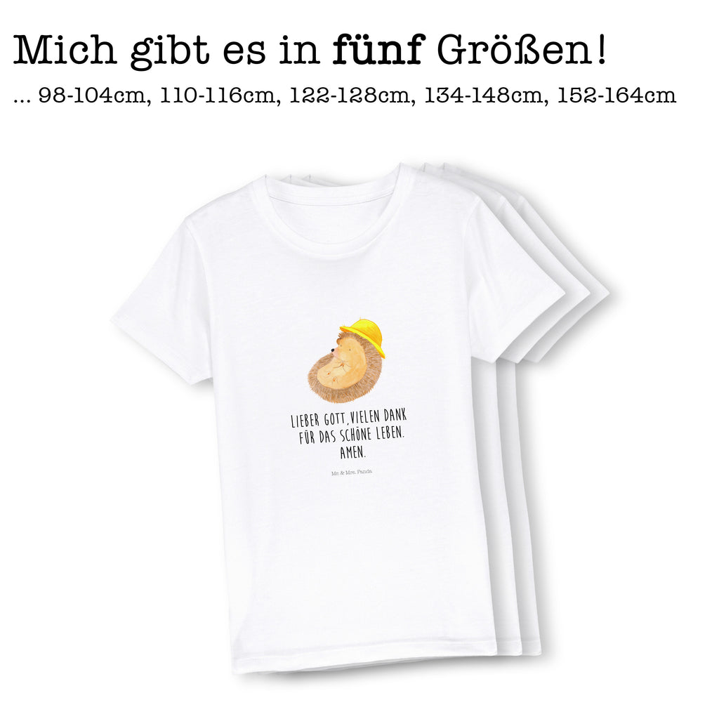 5-6 Jahre Kinder T-Shirt Igel betet Tiermotive, Gute Laune, lustige Sprüche, Tiere, Igel, Igel mit Hut, Sonnenhut, Gott, Amen, beten, Leben, Dankbarkeit, Dankbar sein, dankbar, genießen