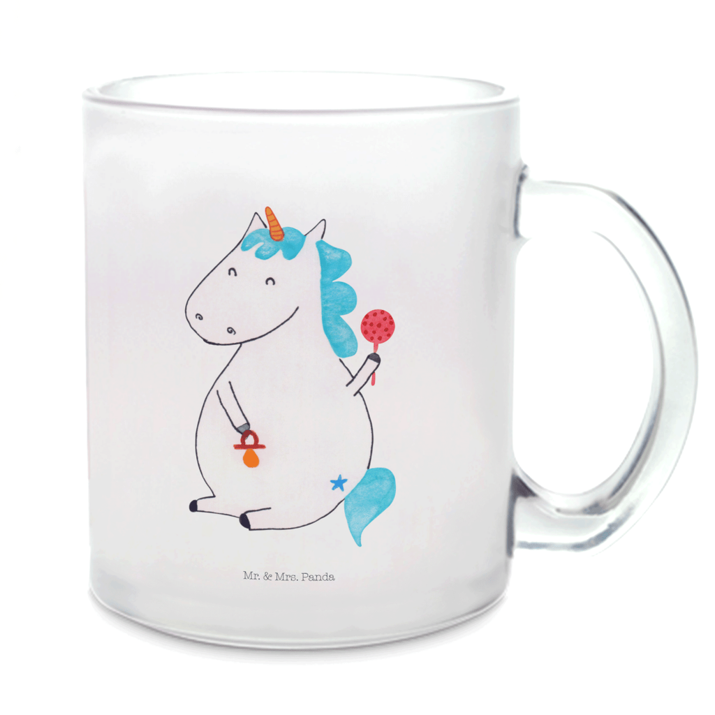 Teetasse Einhorn Baby Teetasse, Teeglas, Teebecher, Tasse mit Henkel, Tasse, Glas Teetasse, Teetasse aus Glas, Einhorn, Einhörner, Einhorn Deko, Pegasus, Unicorn, Mutter, Geburt, Geburtstag, erstes Kind, Baby, Babyglück, Nachwuchs, Eltern, Party, Kind, Schnuller