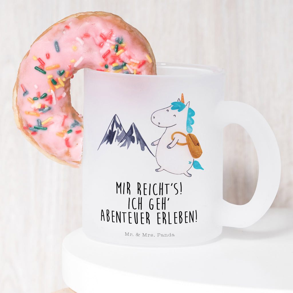 Teetasse Einhorn Bergsteiger Teetasse, Teeglas, Teebecher, Tasse mit Henkel, Tasse, Glas Teetasse, Teetasse aus Glas, Einhorn, Einhörner, Einhorn Deko, Pegasus, Unicorn, Bergsteiger, Abenteuer, Berge, Abenteurer, Weltenbummler, Weltreise, Reisen, Urlaub, Entdecker