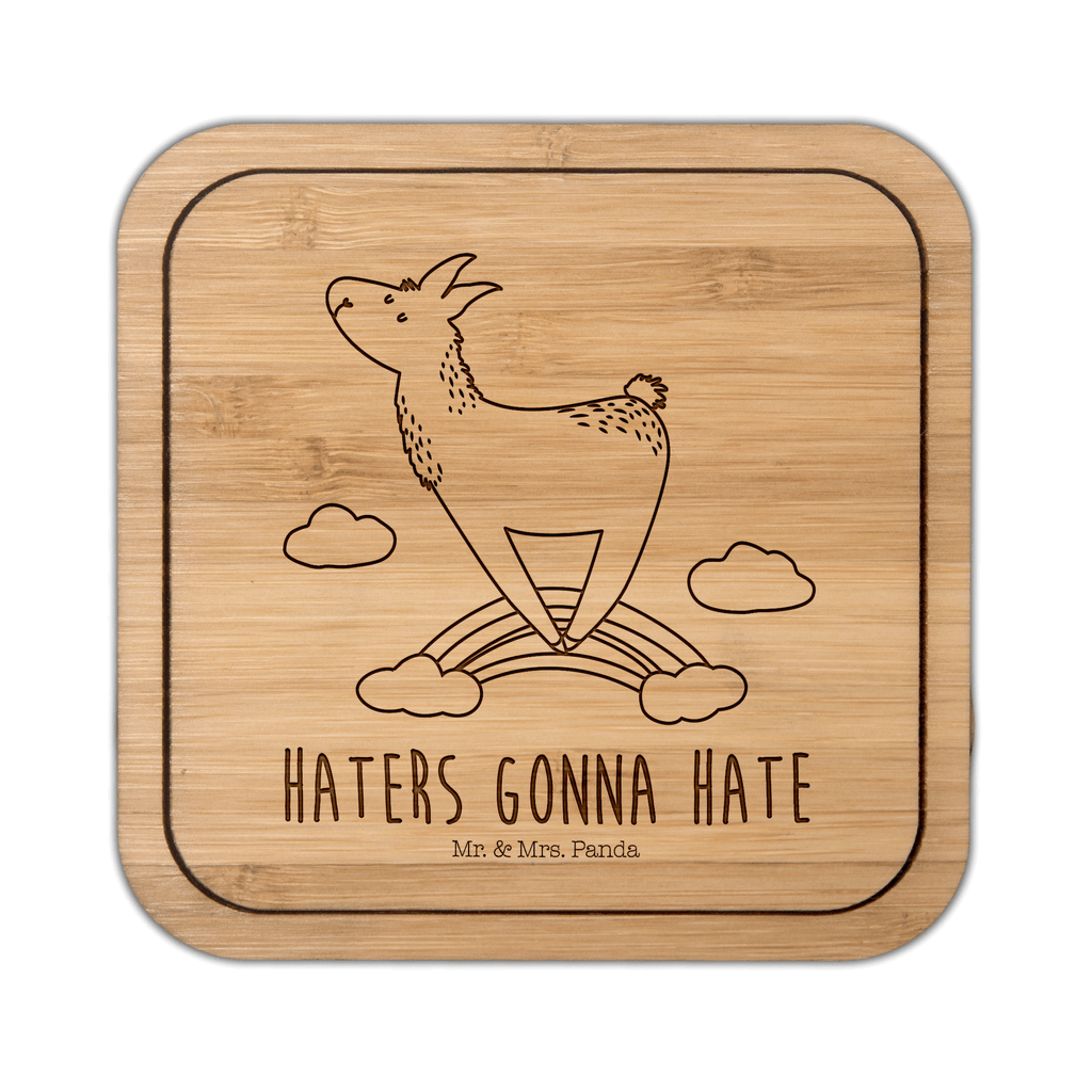 Untersetzer quadratisch Lama Regenbogen Untersetzer, Bierdeckel, Glasuntersetzer, Untersetzer Gläser, Getränkeuntersetzer, Lama, Alpaka, Lamas, Regenbogen, Haters gonna hate, Haters, Selbstständig, Außenseiter, Schule, Abi, Hobby, Wolkenland, Freiheit