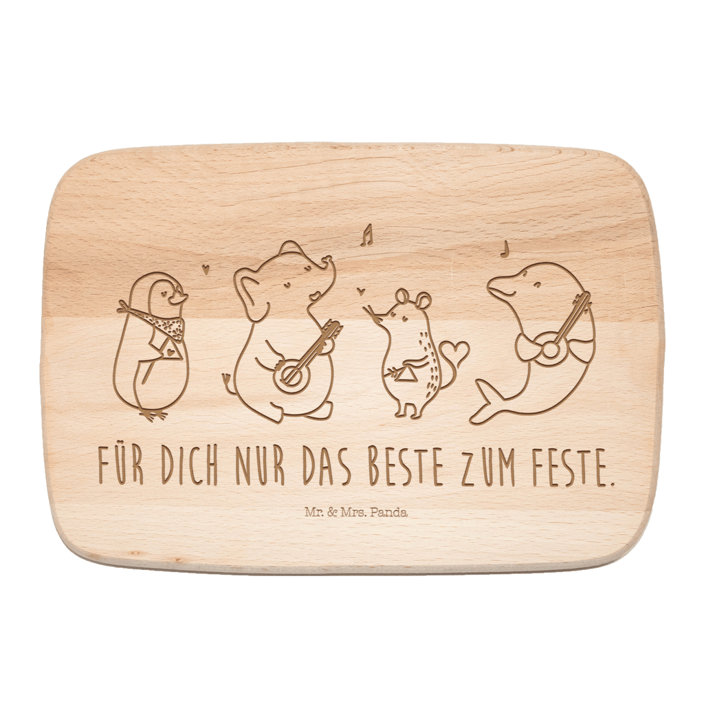 Frühstücksbrett Big Band Frühstücksbrett, Holzbrett, Schneidebrett, Schneidebrett Holz, Frühstücksbrettchen, Küchenbrett, Tiermotive, Gute Laune, lustige Sprüche, Tiere, Hund, Pinguin, Maus, Elefant, Delfin, Gitarre, Band, Triangel, Musikanten, Musik