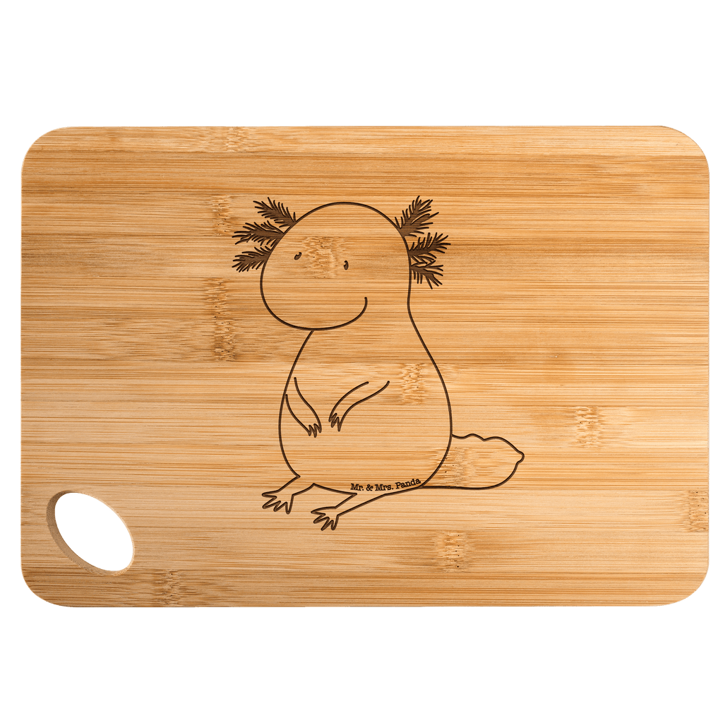 Bambus - Schneidebrett Axolotl Küchenbrett, Frühstücksbrett, Hackbrett, Brett, Holzbrettchen, Axolotl, Molch, Axolot, vergnügt, fröhlich, zufrieden, Lebensstil, Weisheit, Lebensweisheit, Liebe, Freundin