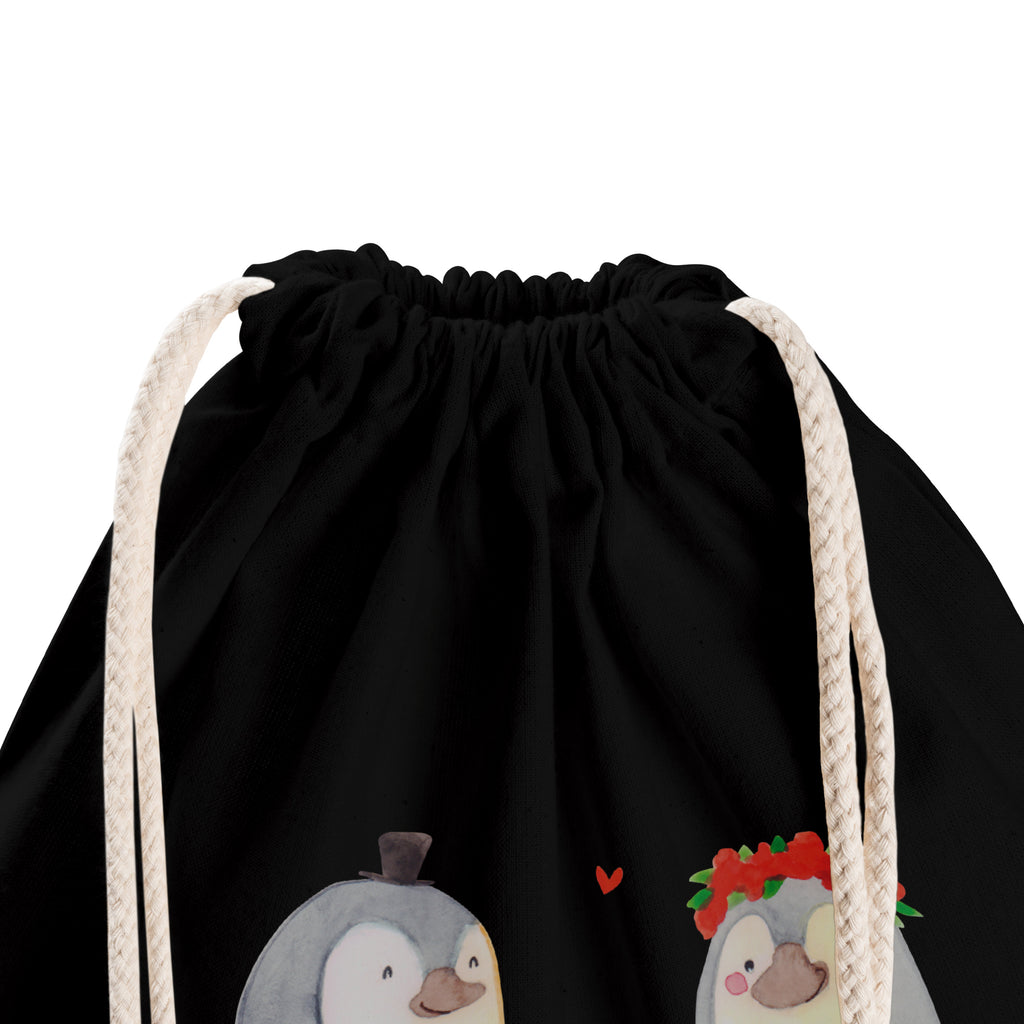 Sportbeutel Pinguin Heirat Turnbeutel, Beutel, Sporttasche, Tasche, Stoffbeutel, Liebe, Partner, Freund, Freundin, Ehemann, Ehefrau, Heiraten, Verlobung, Heiratsantrag, Liebesgeschenk, Jahrestag, Hocheitstag