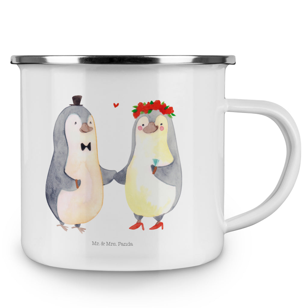 Camping Emaille Tasse Pinguin Heirat Campingtasse, Trinkbecher, Metalltasse, Outdoor Tasse, Emaille Trinkbecher, Blechtasse Outdoor, Emaille Campingbecher, Edelstahl Trinkbecher, Metalltasse für Camping, Kaffee Blechtasse, Camping Tasse Metall, Liebe, Partner, Freund, Freundin, Ehemann, Ehefrau, Heiraten, Verlobung, Heiratsantrag, Liebesgeschenk, Jahrestag, Hocheitstag