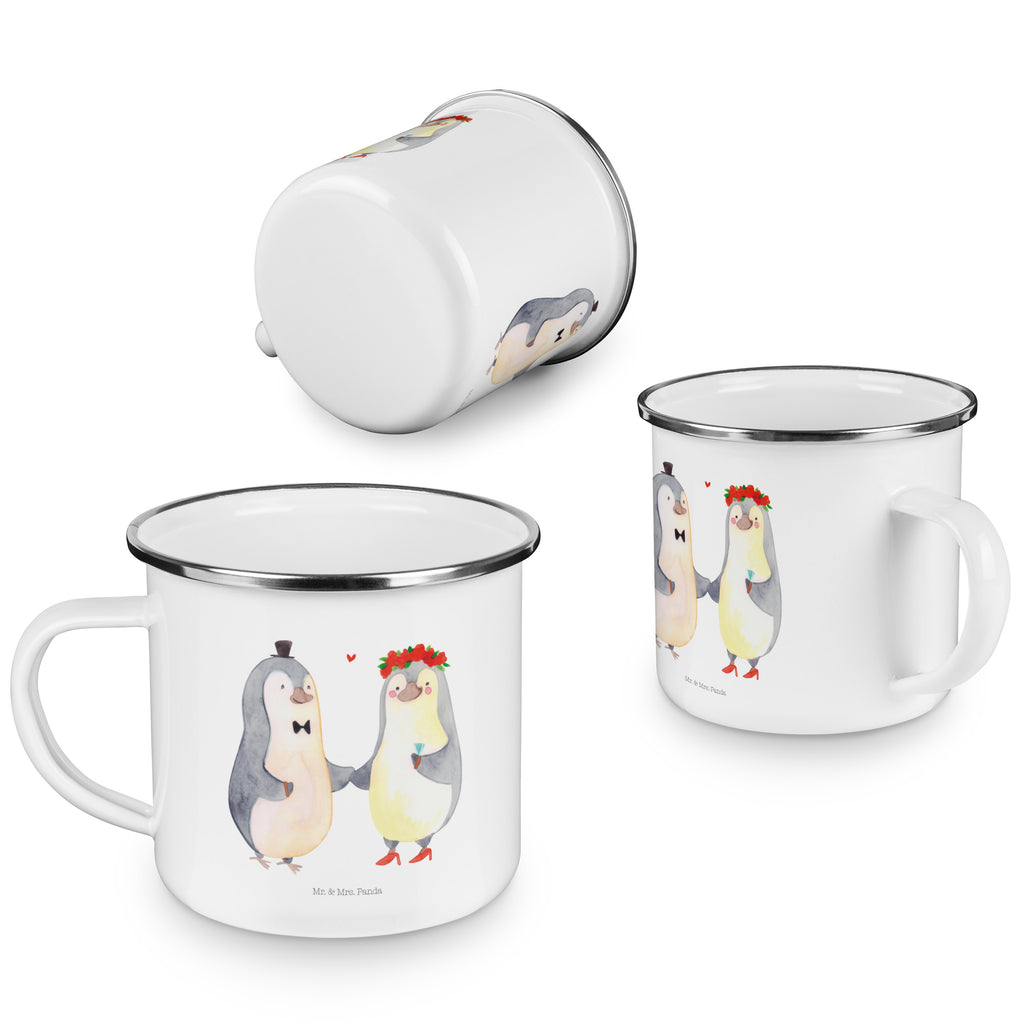 Camping Emaille Tasse Pinguin Heirat Campingtasse, Trinkbecher, Metalltasse, Outdoor Tasse, Emaille Trinkbecher, Blechtasse Outdoor, Emaille Campingbecher, Edelstahl Trinkbecher, Metalltasse für Camping, Kaffee Blechtasse, Camping Tasse Metall, Liebe, Partner, Freund, Freundin, Ehemann, Ehefrau, Heiraten, Verlobung, Heiratsantrag, Liebesgeschenk, Jahrestag, Hocheitstag