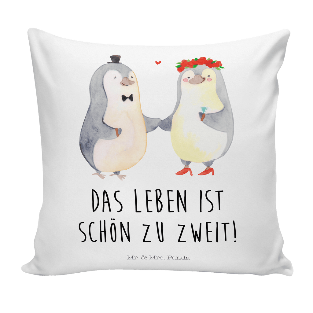 40x40 Kissen Pinguin Heirat Kissenhülle, Kopfkissen, Sofakissen, Dekokissen, Motivkissen, Liebe, Partner, Freund, Freundin, Ehemann, Ehefrau, Heiraten, Verlobung, Heiratsantrag, Liebesgeschenk, Jahrestag, Hocheitstag