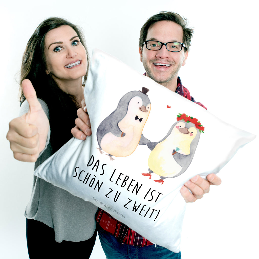 40x40 Kissen Pinguin Heirat Kissenhülle, Kopfkissen, Sofakissen, Dekokissen, Motivkissen, Liebe, Partner, Freund, Freundin, Ehemann, Ehefrau, Heiraten, Verlobung, Heiratsantrag, Liebesgeschenk, Jahrestag, Hocheitstag