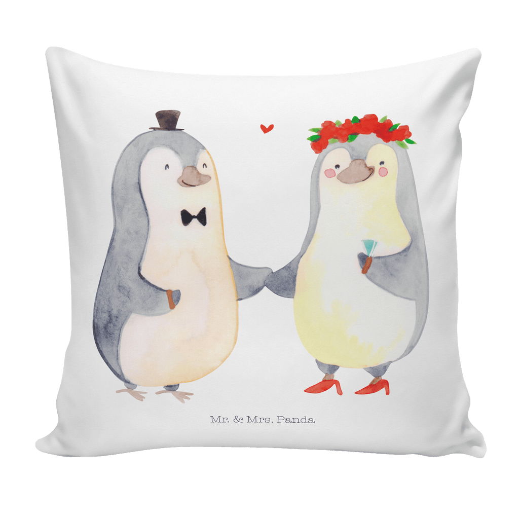 40x40 Kissen Pinguin Heirat Kissenhülle, Kopfkissen, Sofakissen, Dekokissen, Motivkissen, Liebe, Partner, Freund, Freundin, Ehemann, Ehefrau, Heiraten, Verlobung, Heiratsantrag, Liebesgeschenk, Jahrestag, Hocheitstag