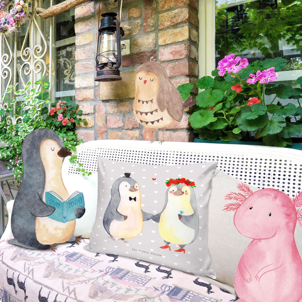40x40 Kissen Pinguin Heirat Kissenhülle, Kopfkissen, Sofakissen, Dekokissen, Motivkissen, Liebe, Partner, Freund, Freundin, Ehemann, Ehefrau, Heiraten, Verlobung, Heiratsantrag, Liebesgeschenk, Jahrestag, Hocheitstag