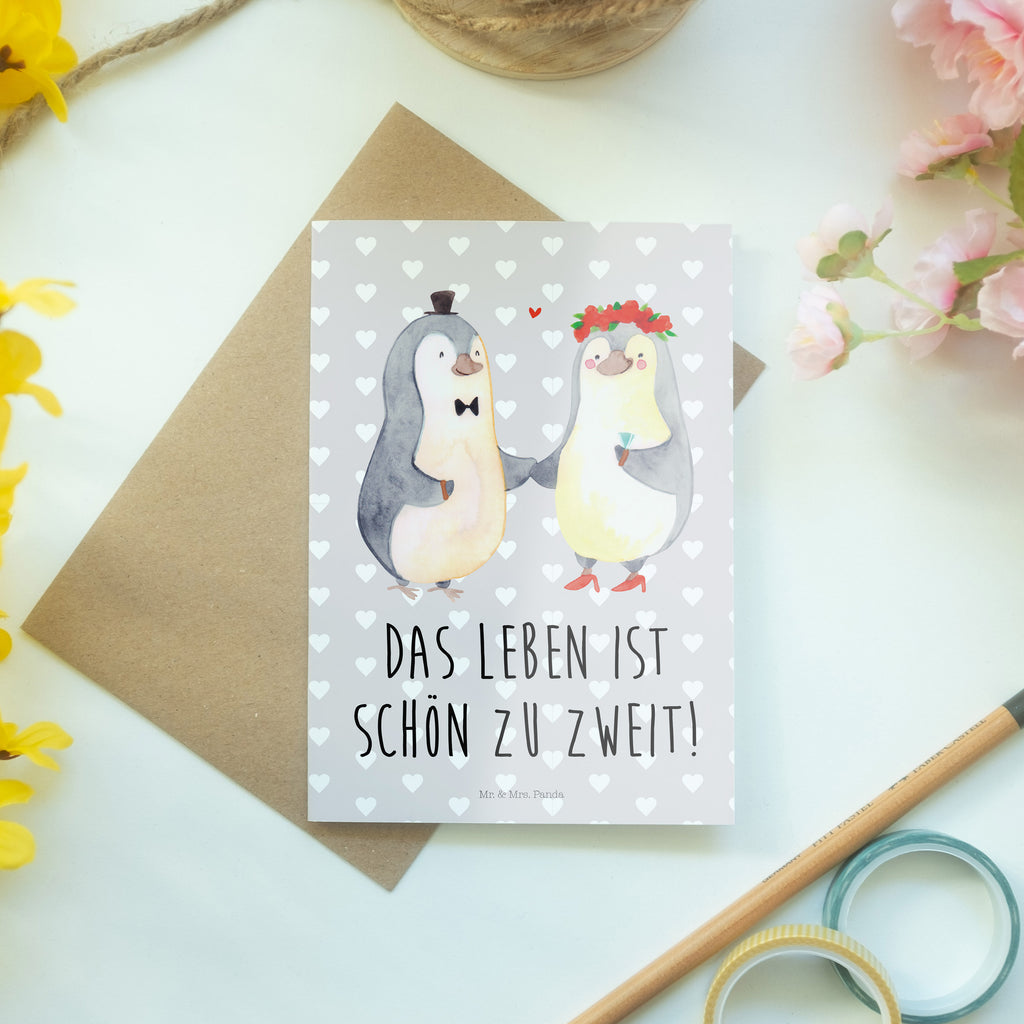 Grußkarte Pinguin Heirat Klappkarte, Einladungskarte, Glückwunschkarte, Hochzeitskarte, Geburtstagskarte, Karte, Liebe, Partner, Freund, Freundin, Ehemann, Ehefrau, Heiraten, Verlobung, Heiratsantrag, Liebesgeschenk, Jahrestag, Hocheitstag