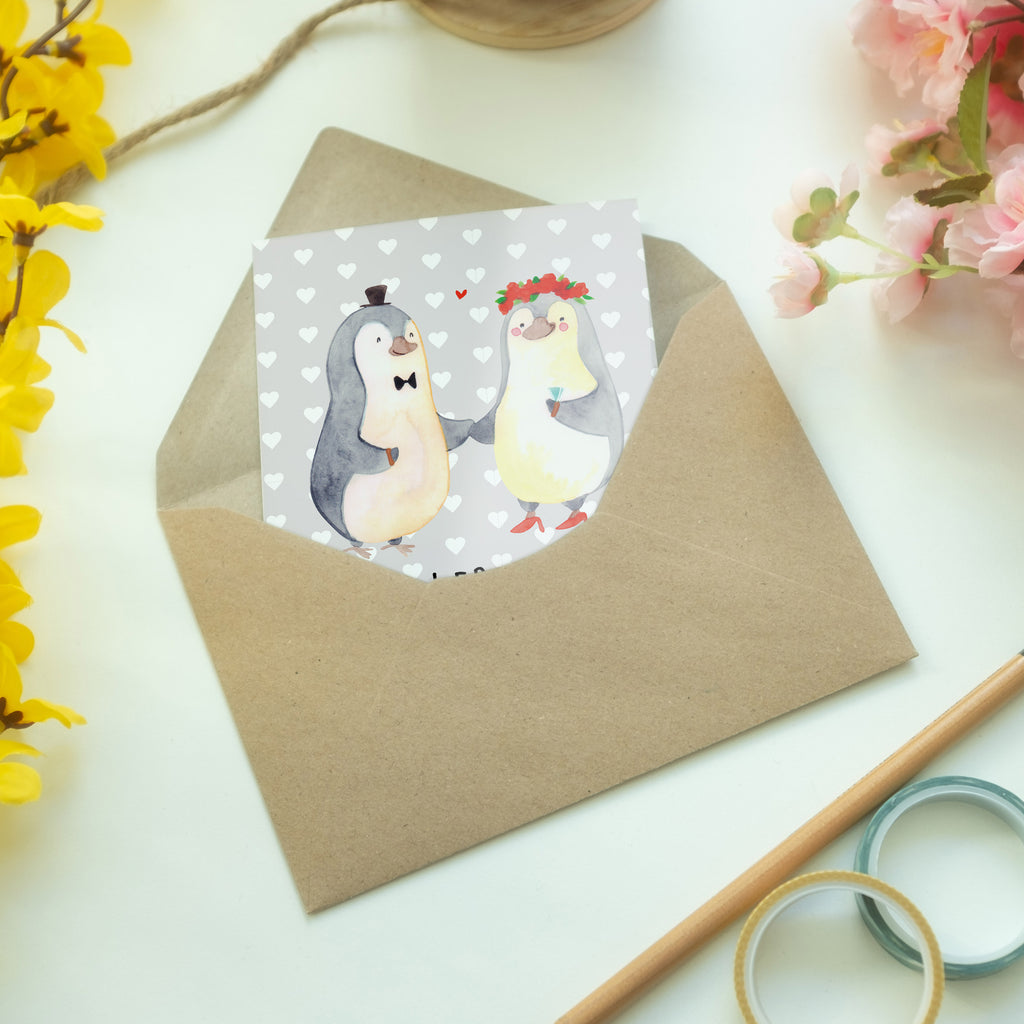 Grußkarte Pinguin Heirat Klappkarte, Einladungskarte, Glückwunschkarte, Hochzeitskarte, Geburtstagskarte, Karte, Liebe, Partner, Freund, Freundin, Ehemann, Ehefrau, Heiraten, Verlobung, Heiratsantrag, Liebesgeschenk, Jahrestag, Hocheitstag