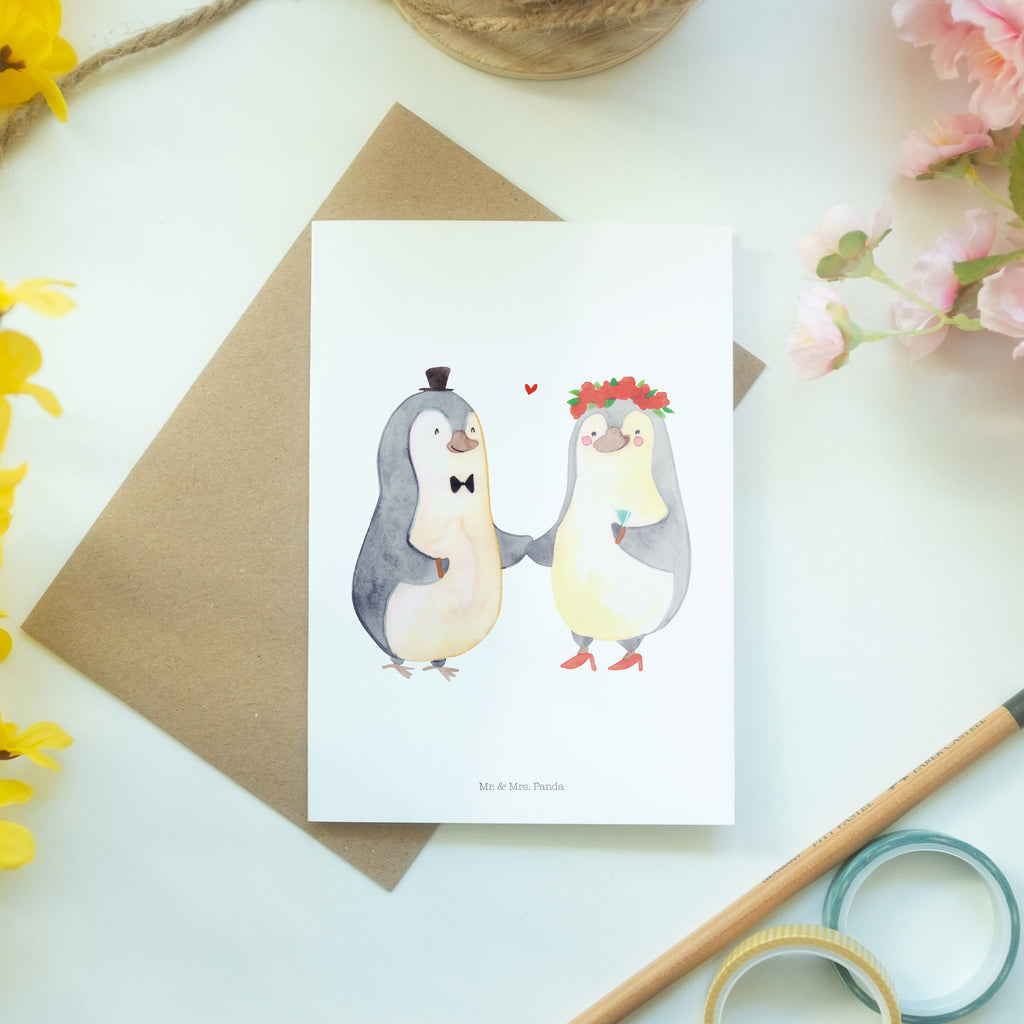Grußkarte Pinguin Heirat Klappkarte, Einladungskarte, Glückwunschkarte, Hochzeitskarte, Geburtstagskarte, Karte, Liebe, Partner, Freund, Freundin, Ehemann, Ehefrau, Heiraten, Verlobung, Heiratsantrag, Liebesgeschenk, Jahrestag, Hocheitstag
