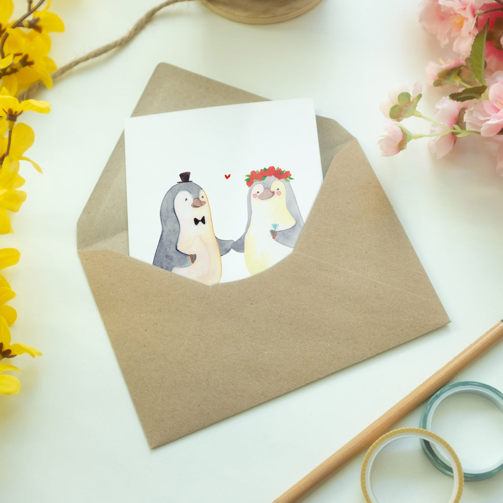Grußkarte Pinguin Heirat Klappkarte, Einladungskarte, Glückwunschkarte, Hochzeitskarte, Geburtstagskarte, Karte, Liebe, Partner, Freund, Freundin, Ehemann, Ehefrau, Heiraten, Verlobung, Heiratsantrag, Liebesgeschenk, Jahrestag, Hocheitstag