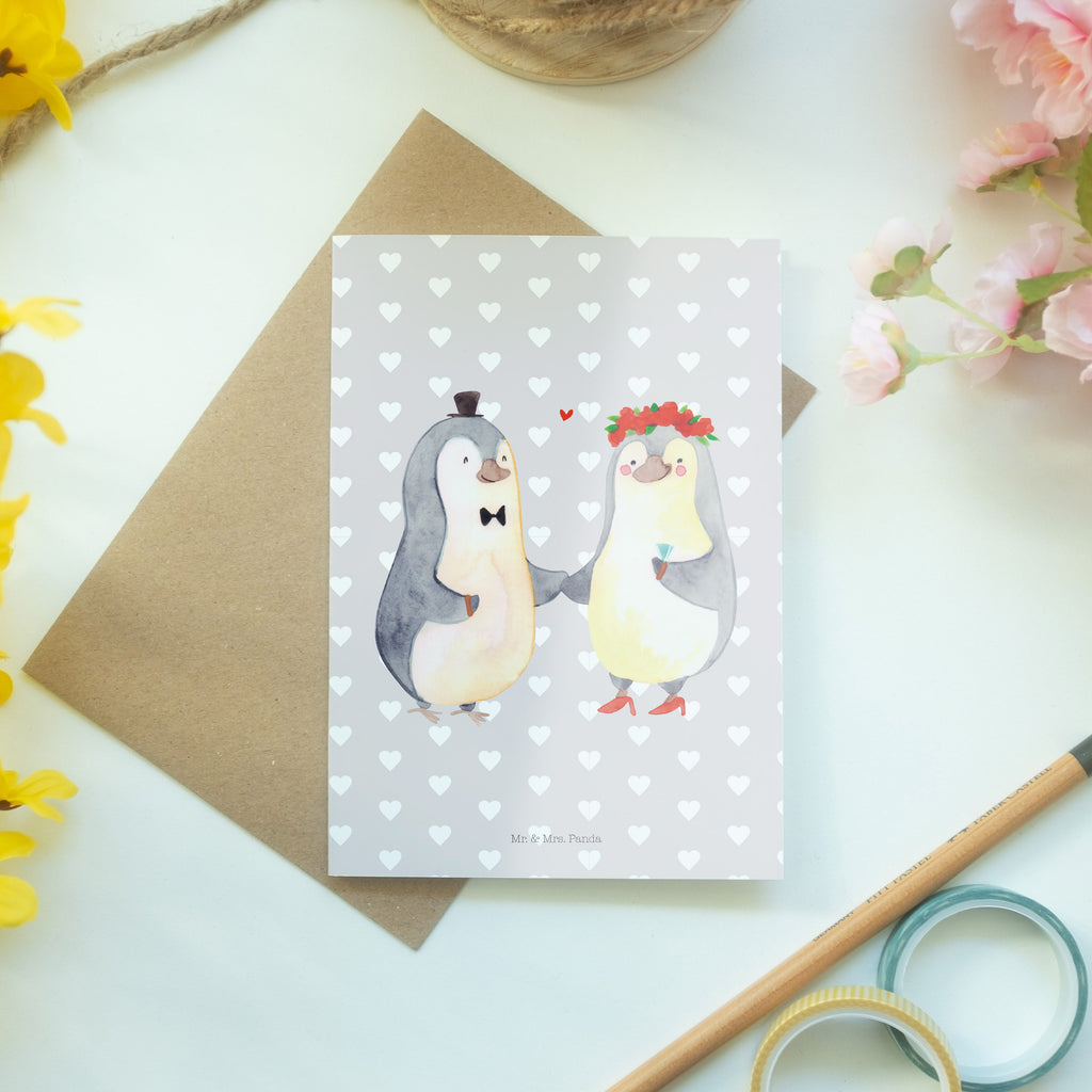Grußkarte Pinguin Heirat Klappkarte, Einladungskarte, Glückwunschkarte, Hochzeitskarte, Geburtstagskarte, Karte, Liebe, Partner, Freund, Freundin, Ehemann, Ehefrau, Heiraten, Verlobung, Heiratsantrag, Liebesgeschenk, Jahrestag, Hocheitstag