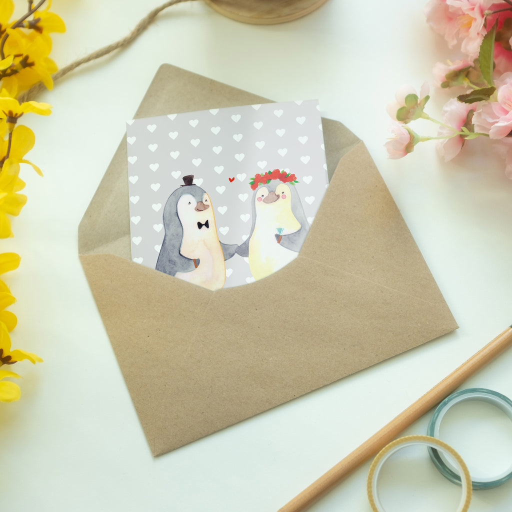 Grußkarte Pinguin Heirat Klappkarte, Einladungskarte, Glückwunschkarte, Hochzeitskarte, Geburtstagskarte, Karte, Liebe, Partner, Freund, Freundin, Ehemann, Ehefrau, Heiraten, Verlobung, Heiratsantrag, Liebesgeschenk, Jahrestag, Hocheitstag