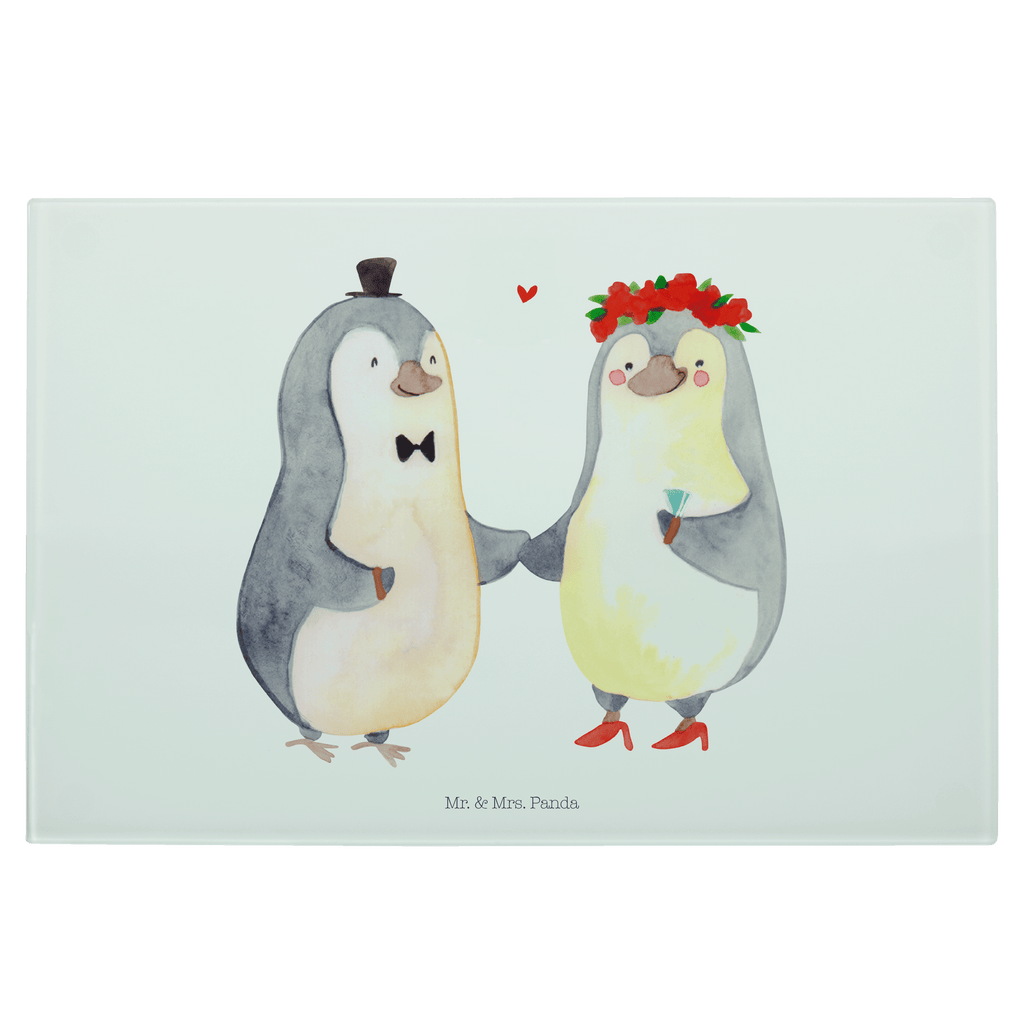Medium Glas Schneidbrett Pinguin Heirat Glasschneidebrett, Schneidebrett, Liebe, Partner, Freund, Freundin, Ehemann, Ehefrau, Heiraten, Verlobung, Heiratsantrag, Liebesgeschenk, Jahrestag, Hocheitstag