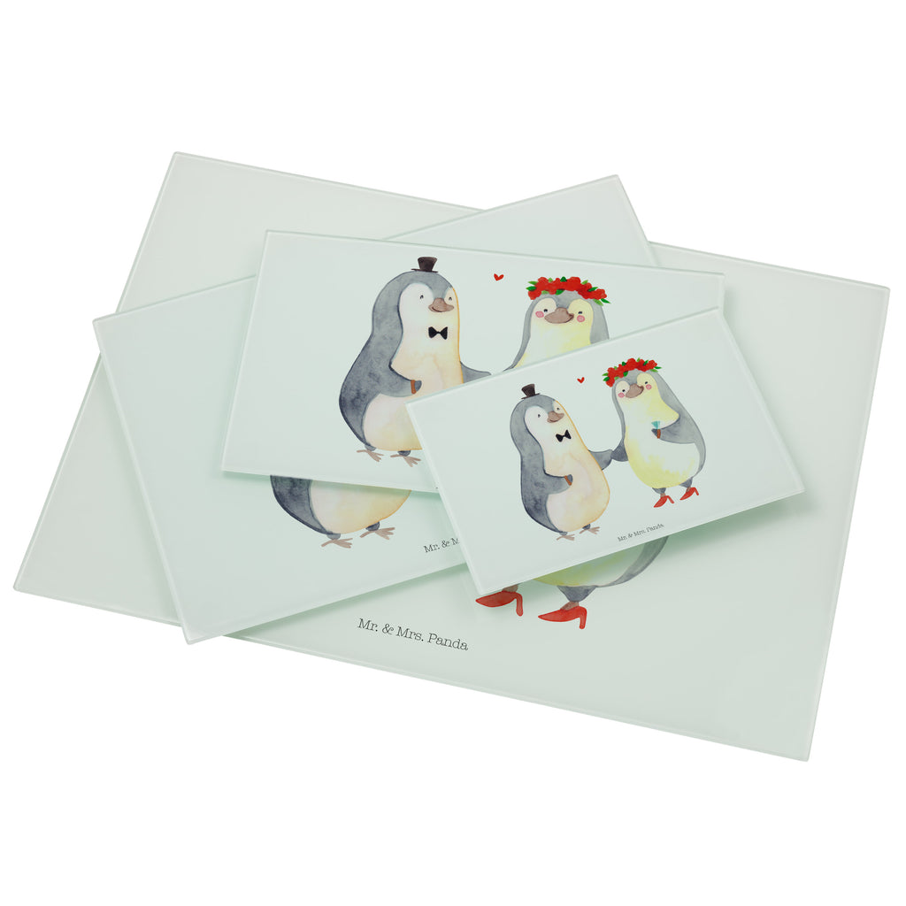Medium Glas Schneidbrett Pinguin Heirat Glasschneidebrett, Schneidebrett, Liebe, Partner, Freund, Freundin, Ehemann, Ehefrau, Heiraten, Verlobung, Heiratsantrag, Liebesgeschenk, Jahrestag, Hocheitstag