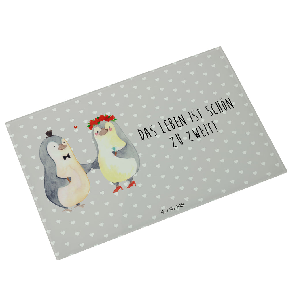 Medium Glas Schneidbrett Pinguin Heirat Glasschneidebrett, Schneidebrett, Liebe, Partner, Freund, Freundin, Ehemann, Ehefrau, Heiraten, Verlobung, Heiratsantrag, Liebesgeschenk, Jahrestag, Hocheitstag
