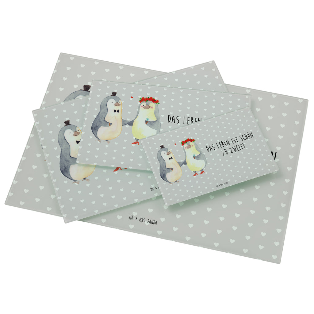 Medium Glas Schneidbrett Pinguin Heirat Glasschneidebrett, Schneidebrett, Liebe, Partner, Freund, Freundin, Ehemann, Ehefrau, Heiraten, Verlobung, Heiratsantrag, Liebesgeschenk, Jahrestag, Hocheitstag