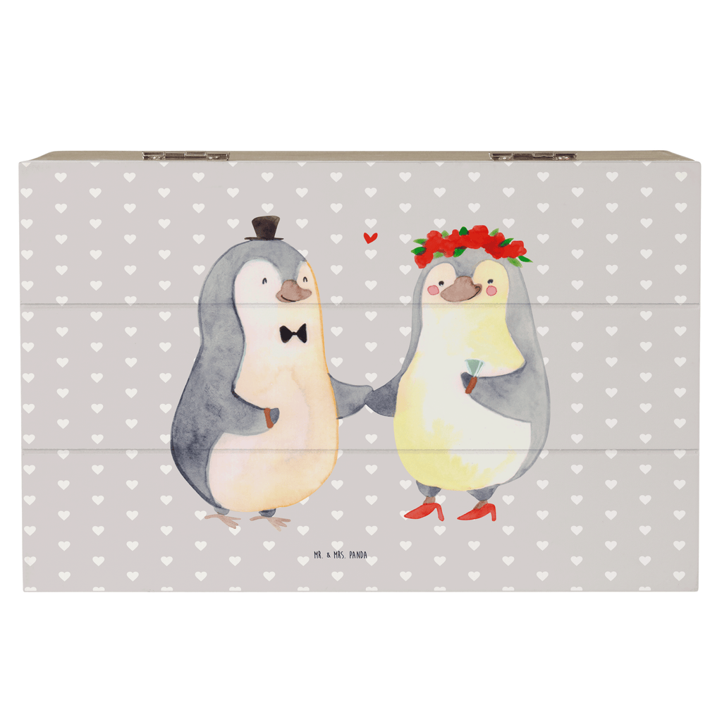 Holzkiste Pinguin Heirat Holzkiste, Kiste, Schatzkiste, Truhe, Schatulle, XXL, Erinnerungsbox, Erinnerungskiste, Dekokiste, Aufbewahrungsbox, Liebe, Partner, Freund, Freundin, Ehemann, Ehefrau, Heiraten, Verlobung, Heiratsantrag, Liebesgeschenk, Jahrestag, Hocheitstag