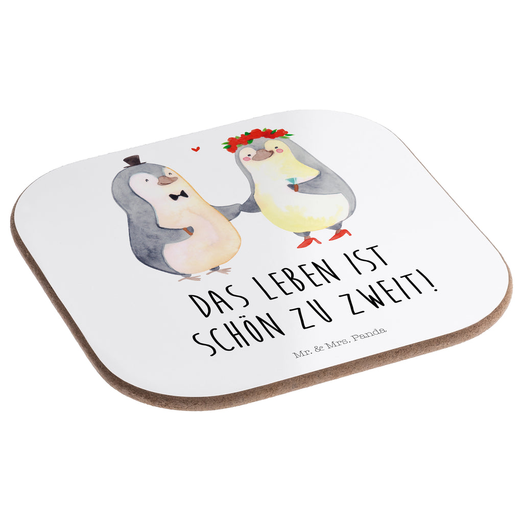 Quadratische Untersetzer Pinguin Heirat Bierdeckel, Glasuntersetzer, Untersetzer Gläser, Getränkeuntersetzer, Liebe, Partner, Freund, Freundin, Ehemann, Ehefrau, Heiraten, Verlobung, Heiratsantrag, Liebesgeschenk, Jahrestag, Hocheitstag
