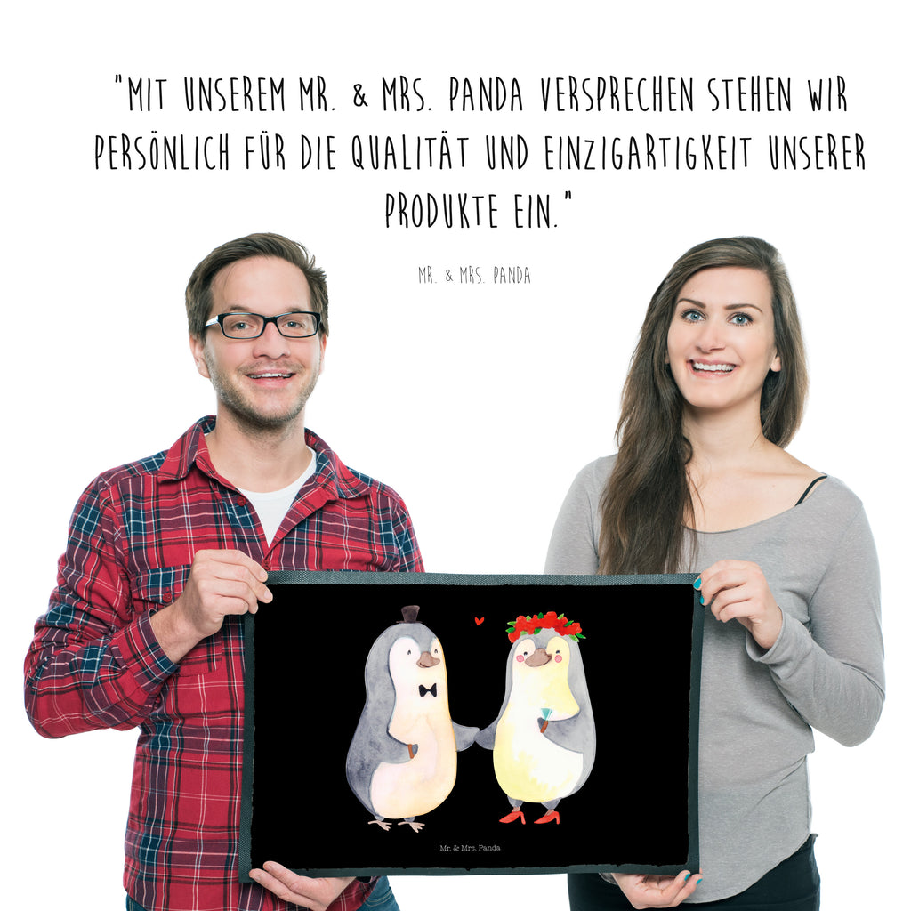Fußmatte Pinguin Heirat  Türvorleger, Schmutzmatte, Fußabtreter, Matte, Schmutzfänger, Fußabstreifer, Schmutzfangmatte, Türmatte, Motivfußmatte,  Haustürmatte, Vorleger  Liebe,  Partner, Freund, Freundin, Ehemann, Ehefrau, Heiraten, Verlobung, Heiratsantrag, Liebesgeschenk, Jahrestag, Hocheitstag