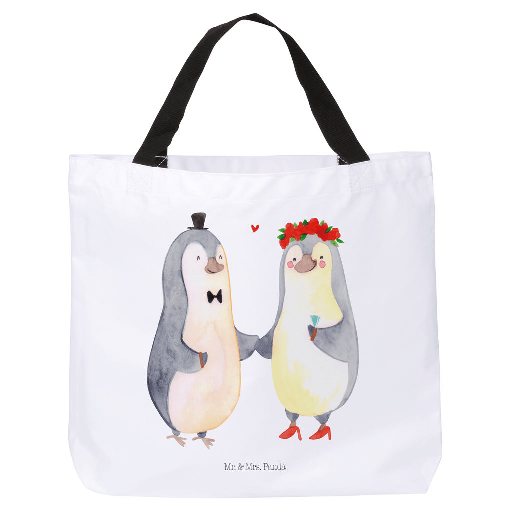 Shopper Pinguin Heirat Beutel, Einkaufstasche, Tasche, Strandtasche, Einkaufsbeutel, Shopper, Schultasche, Freizeittasche, Tragebeutel, Schulbeutel, Alltagstasche, Liebe, Partner, Freund, Freundin, Ehemann, Ehefrau, Heiraten, Verlobung, Heiratsantrag, Liebesgeschenk, Jahrestag, Hocheitstag