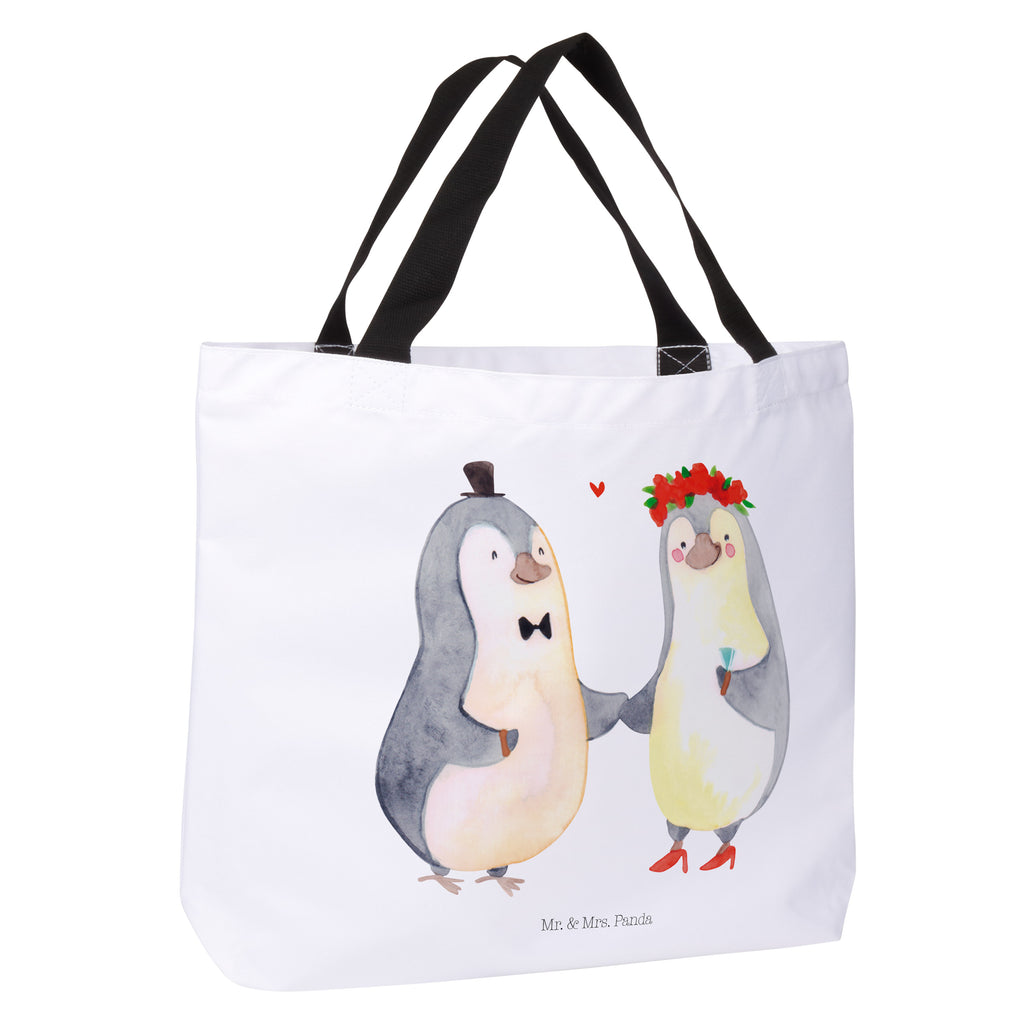 Shopper Pinguin Heirat Beutel, Einkaufstasche, Tasche, Strandtasche, Einkaufsbeutel, Shopper, Schultasche, Freizeittasche, Tragebeutel, Schulbeutel, Alltagstasche, Liebe, Partner, Freund, Freundin, Ehemann, Ehefrau, Heiraten, Verlobung, Heiratsantrag, Liebesgeschenk, Jahrestag, Hocheitstag