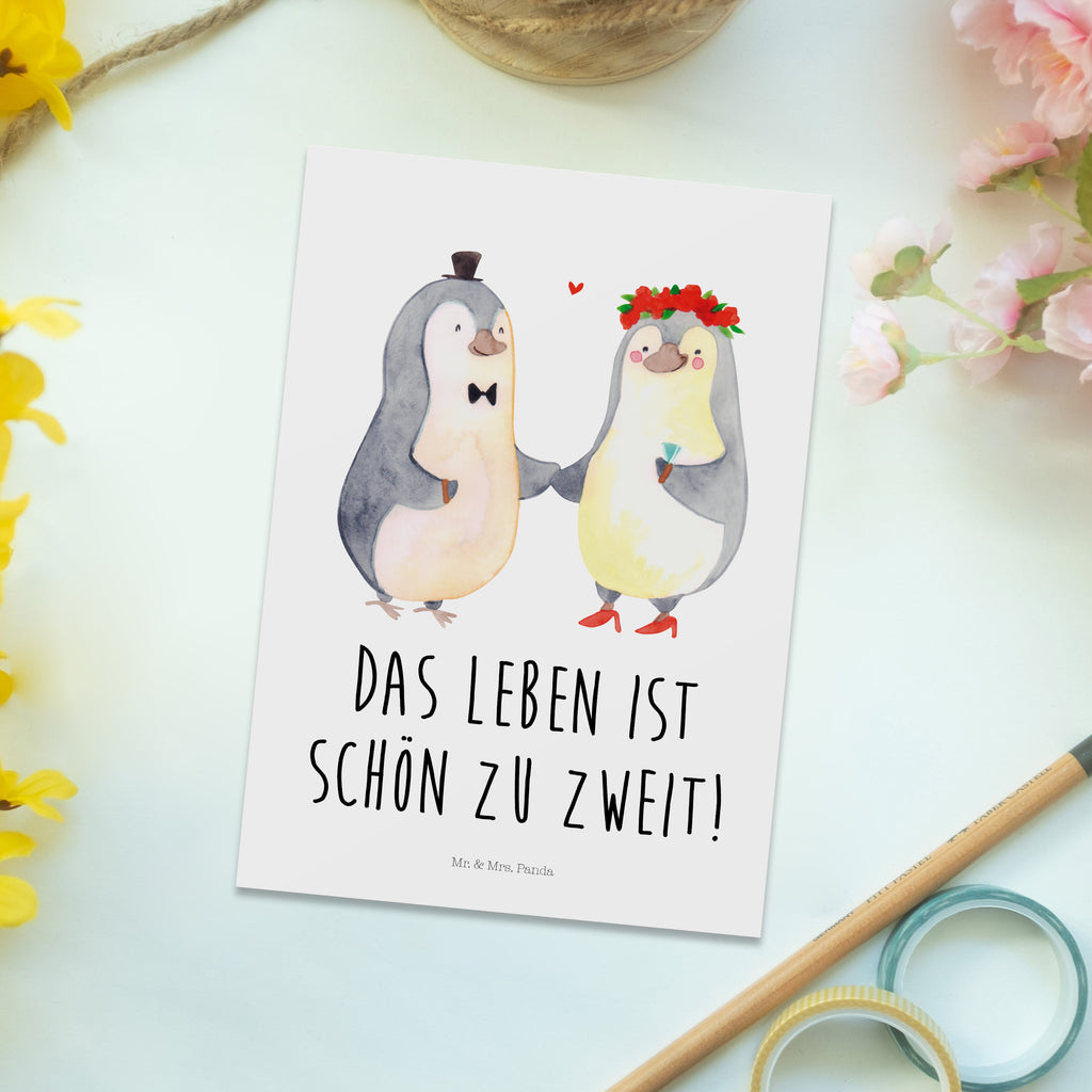 Postkarte Pinguin Heirat Geschenkkarte, Grußkarte, Karte, Einladung, Ansichtskarte, Geburtstagskarte, Einladungskarte, Dankeskarte, Liebe, Partner, Freund, Freundin, Ehemann, Ehefrau, Heiraten, Verlobung, Heiratsantrag, Liebesgeschenk, Jahrestag, Hocheitstag