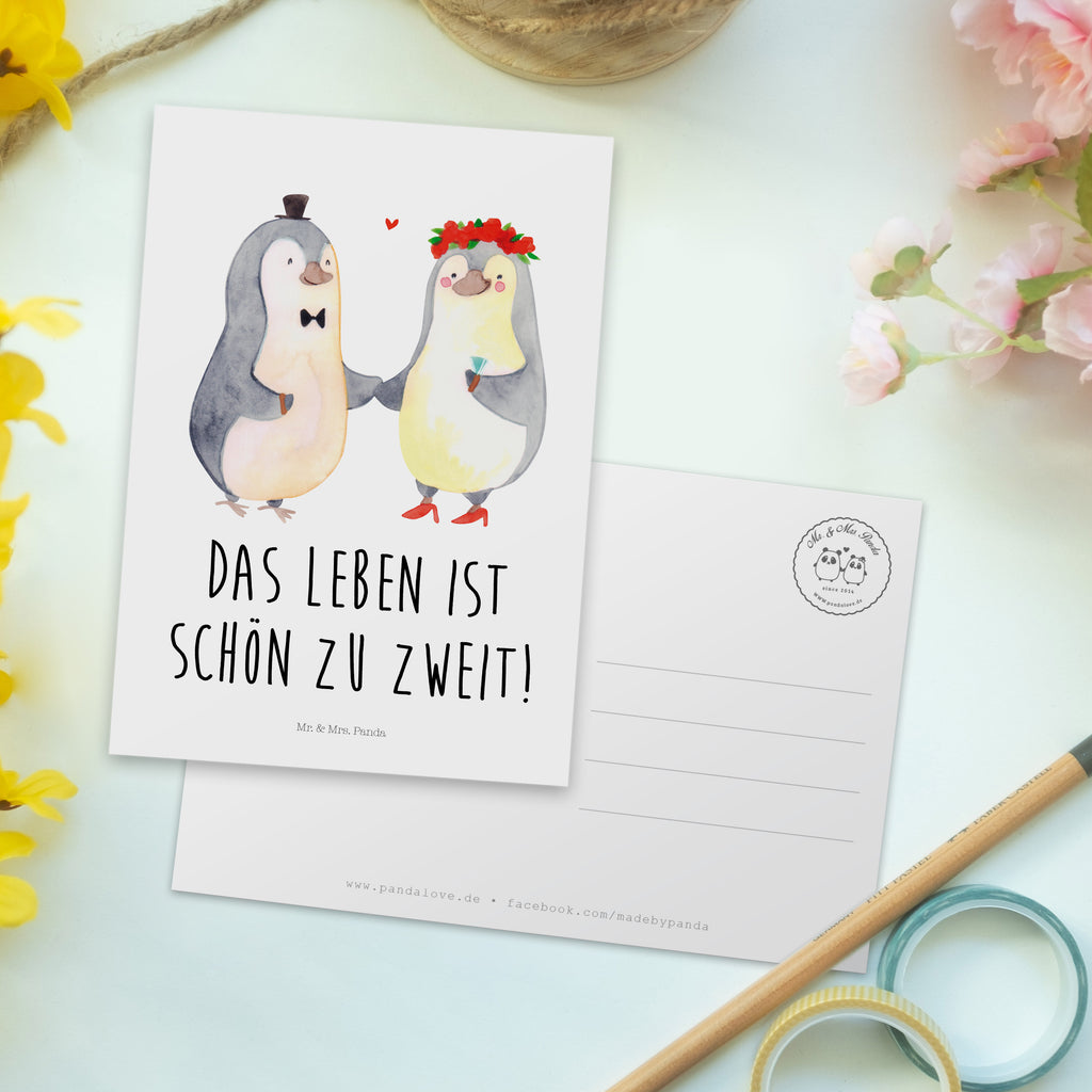Postkarte Pinguin Heirat Geschenkkarte, Grußkarte, Karte, Einladung, Ansichtskarte, Geburtstagskarte, Einladungskarte, Dankeskarte, Liebe, Partner, Freund, Freundin, Ehemann, Ehefrau, Heiraten, Verlobung, Heiratsantrag, Liebesgeschenk, Jahrestag, Hocheitstag