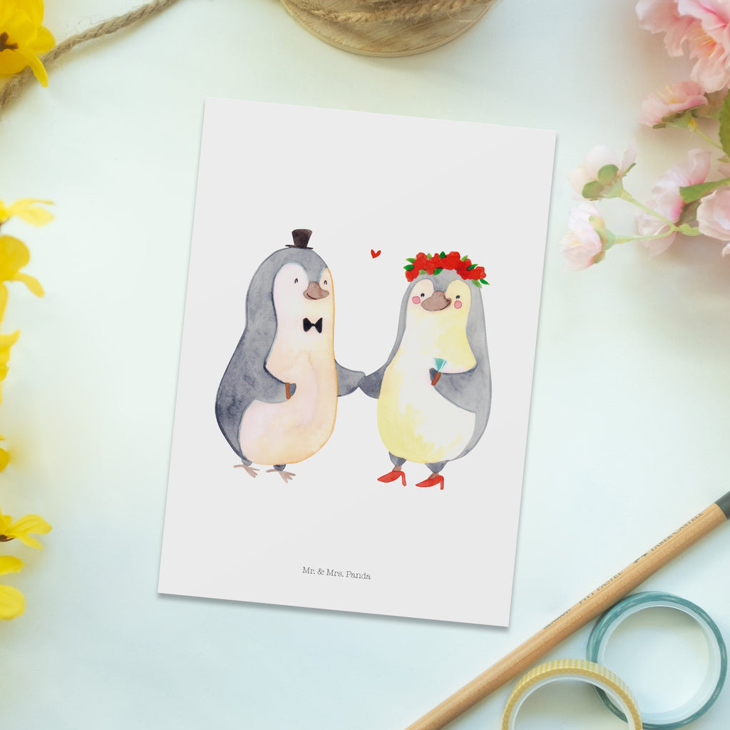 Postkarte Pinguin Heirat Geschenkkarte, Grußkarte, Karte, Einladung, Ansichtskarte, Geburtstagskarte, Einladungskarte, Dankeskarte, Liebe, Partner, Freund, Freundin, Ehemann, Ehefrau, Heiraten, Verlobung, Heiratsantrag, Liebesgeschenk, Jahrestag, Hocheitstag