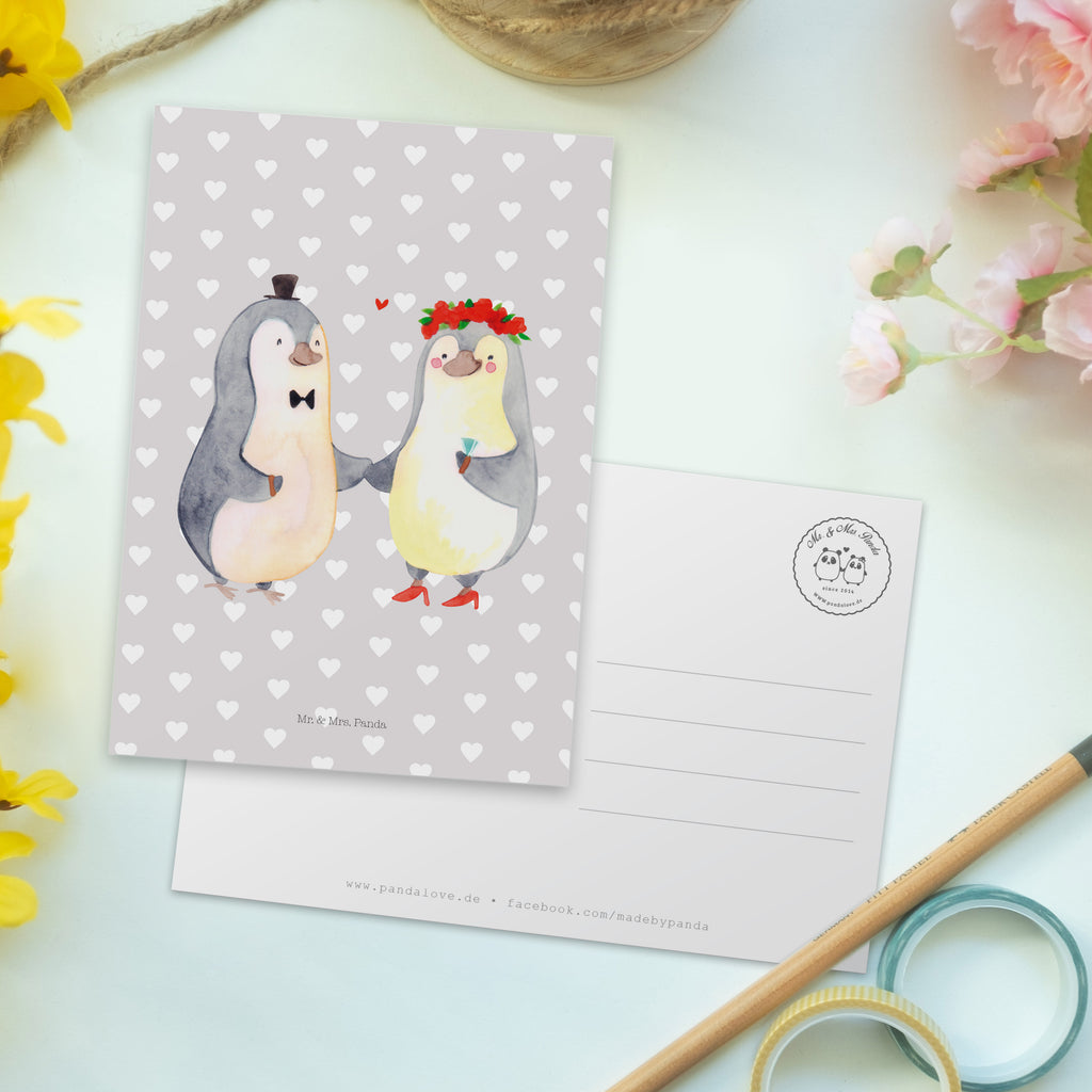 Postkarte Pinguin Heirat Geschenkkarte, Grußkarte, Karte, Einladung, Ansichtskarte, Geburtstagskarte, Einladungskarte, Dankeskarte, Liebe, Partner, Freund, Freundin, Ehemann, Ehefrau, Heiraten, Verlobung, Heiratsantrag, Liebesgeschenk, Jahrestag, Hocheitstag