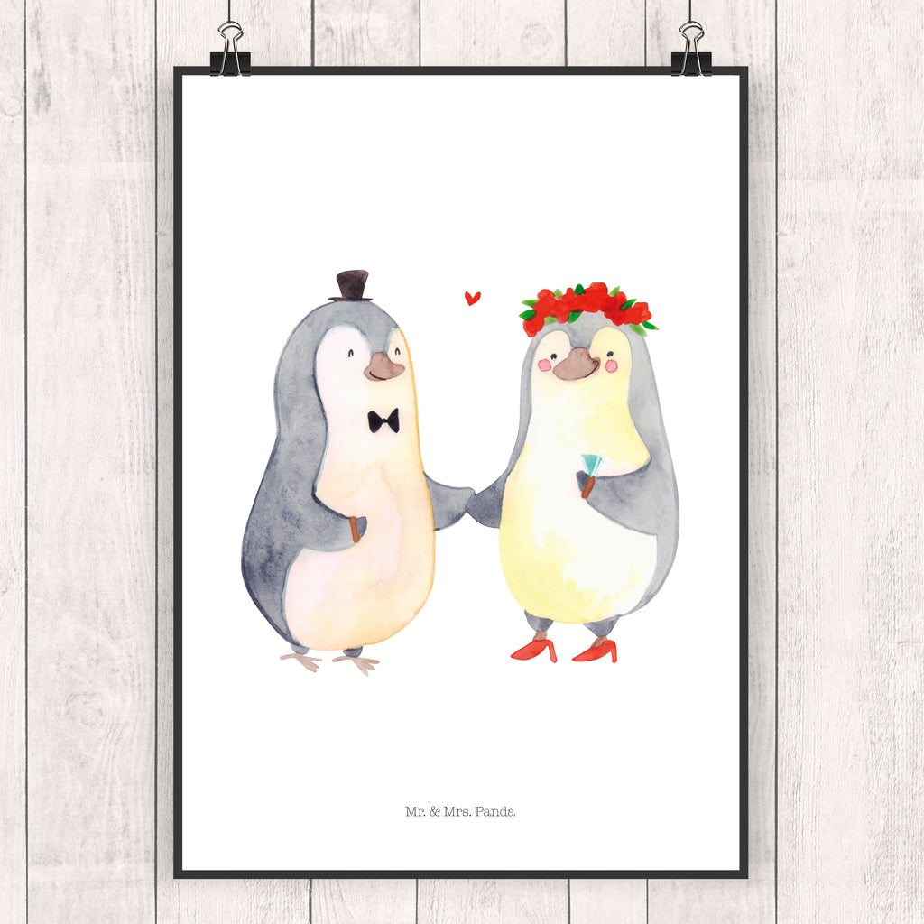 Poster Pinguin Heirat Poster, Wandposter, Bild, Wanddeko, Küchenposter, Kinderposter, Wanddeko Bild, Raumdekoration, Wanddekoration, Handgemaltes Poster, Mr. & Mrs. Panda Poster, Designposter, Kunstdruck, Posterdruck, Liebe, Partner, Freund, Freundin, Ehemann, Ehefrau, Heiraten, Verlobung, Heiratsantrag, Liebesgeschenk, Jahrestag, Hocheitstag