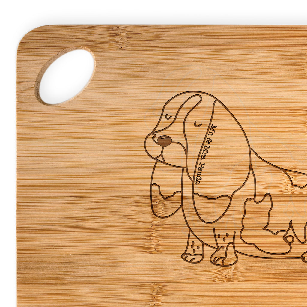 Bambus - Schneidebrett Hund Basset Hound Küchenbrett, Frühstücksbrett, Hackbrett, Brett, Holzbrettchen, Hund, Hundemotiv, Haustier, Hunderasse, Tierliebhaber, Hundebesitzer, Sprüche, Basset Hound, Basset, Hundeliebe, kinderlos