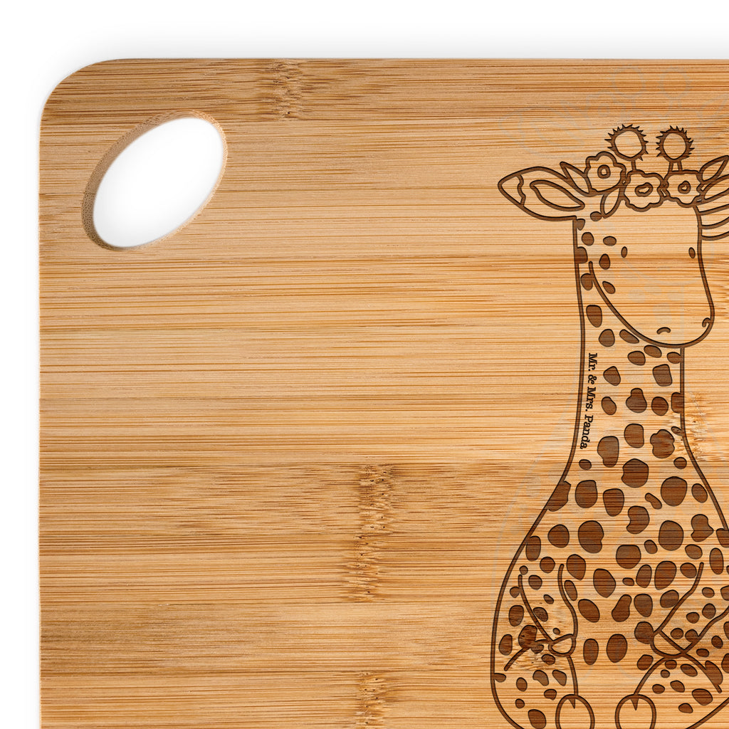 Bambus - Schneidebrett Giraffe Blumenkranz Küchenbrett, Frühstücksbrett, Hackbrett, Brett, Holzbrettchen, Afrika, Wildtiere, Giraffe, Blumenkranz, Abenteurer, Selbstliebe, Freundin