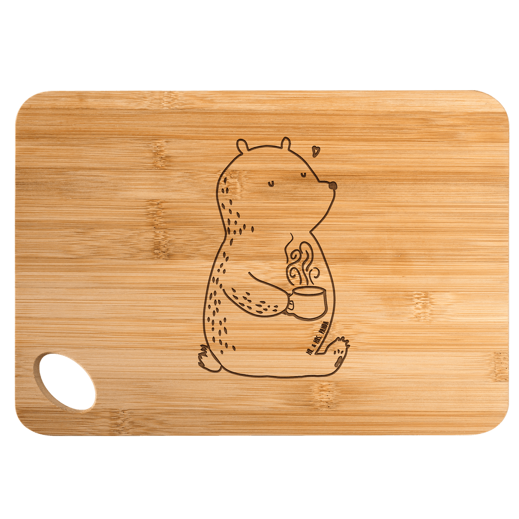 Bambus - Schneidebrett Bär Kaffee Küchenbrett, Frühstücksbrett, Hackbrett, Brett, Holzbrettchen, Bär, Teddy, Teddybär, Kaffee, Coffee, Bären, guten Morgen, Morgenroutine, Welt erobern, Welt retten, Motivation