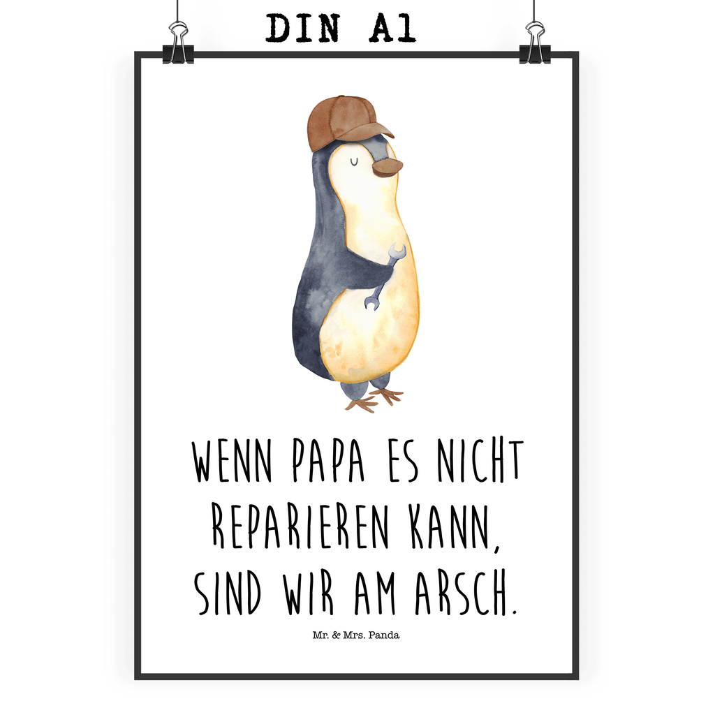Poster Wenn Papa es nicht reparieren kann, sind wir am Arsch Poster, Wandposter, Bild, Wanddeko, Küchenposter, Kinderposter, Wanddeko Bild, Raumdekoration, Wanddekoration, Handgemaltes Poster, Mr. & Mrs. Panda Poster, Designposter, Kunstdruck, Posterdruck, Familie, Vatertag, Muttertag, Bruder, Schwester, Mama, Papa, Oma, Opa, Vater, Geschenk Papa, Bester Papa der Welt