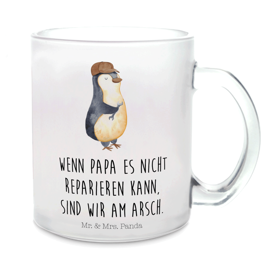 Teetasse Wenn Papa es nicht reparieren kann, sind wir am Arsch Teetasse, Teeglas, Teebecher, Tasse mit Henkel, Tasse, Glas Teetasse, Teetasse aus Glas, Familie, Vatertag, Muttertag, Bruder, Schwester, Mama, Papa, Oma, Opa, Vater, Geschenk Papa, Bester Papa der Welt