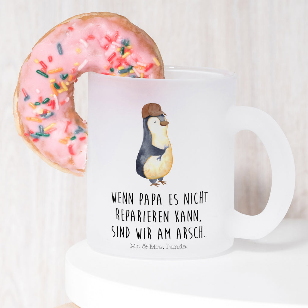 Teetasse Wenn Papa es nicht reparieren kann, sind wir am Arsch Teetasse, Teeglas, Teebecher, Tasse mit Henkel, Tasse, Glas Teetasse, Teetasse aus Glas, Familie, Vatertag, Muttertag, Bruder, Schwester, Mama, Papa, Oma, Opa, Vater, Geschenk Papa, Bester Papa der Welt
